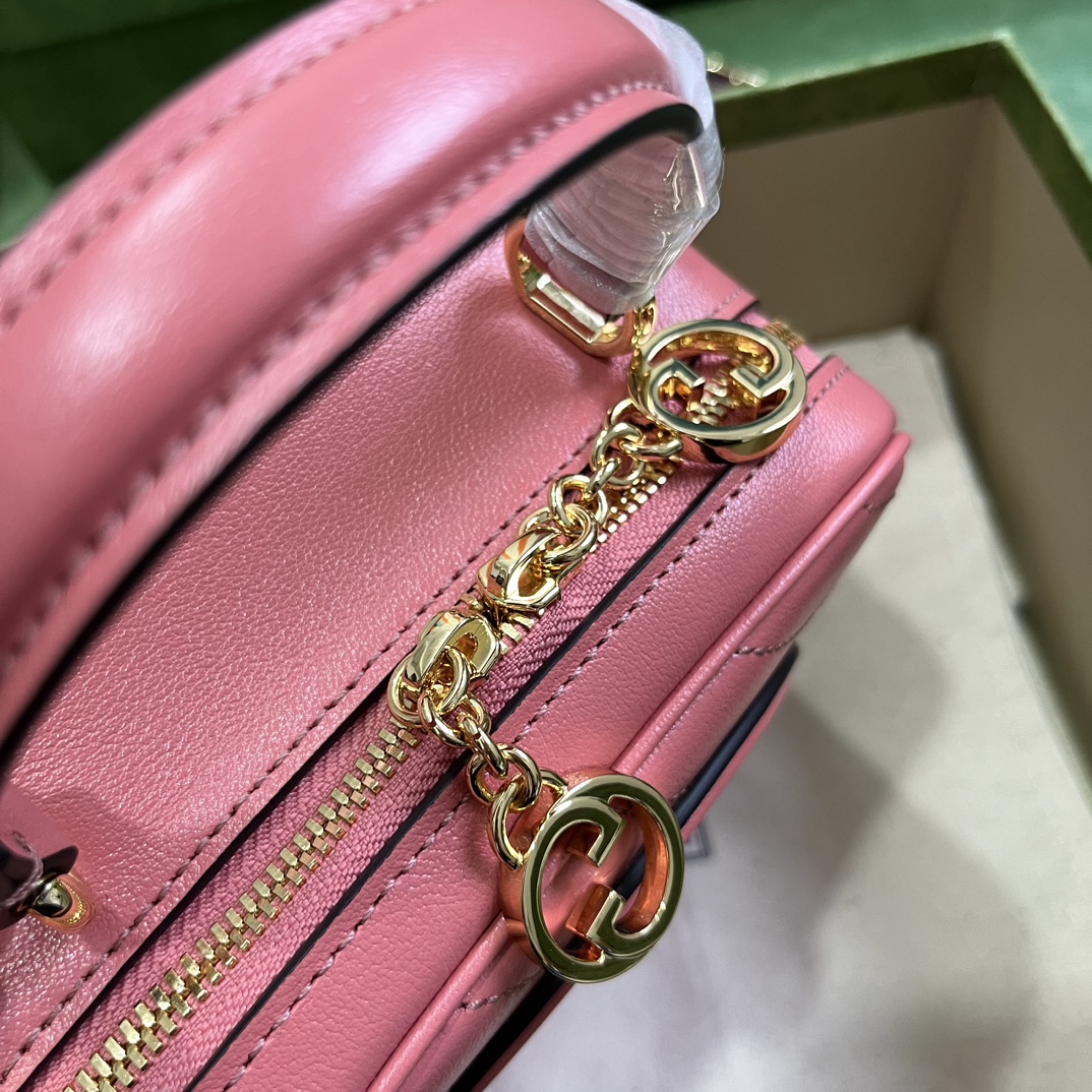 Bagsaaa Gvc*1 Blondie Top Handle Pink Leather Bag - 17x15x9cm