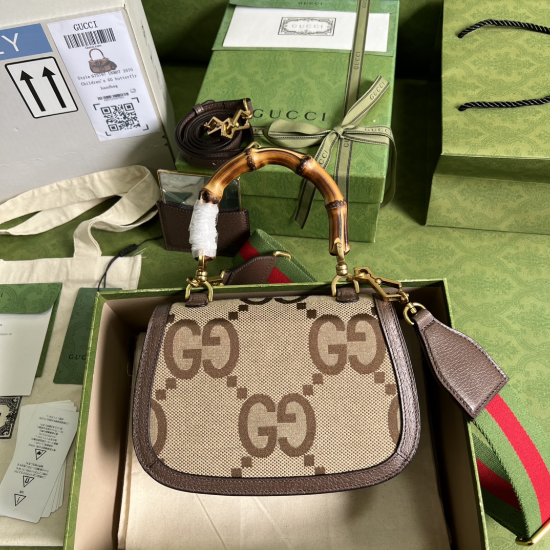 Bagsaaa Bamboo 1947 Aria Top Handle Canvas Leather Bag - 21x15x7cm