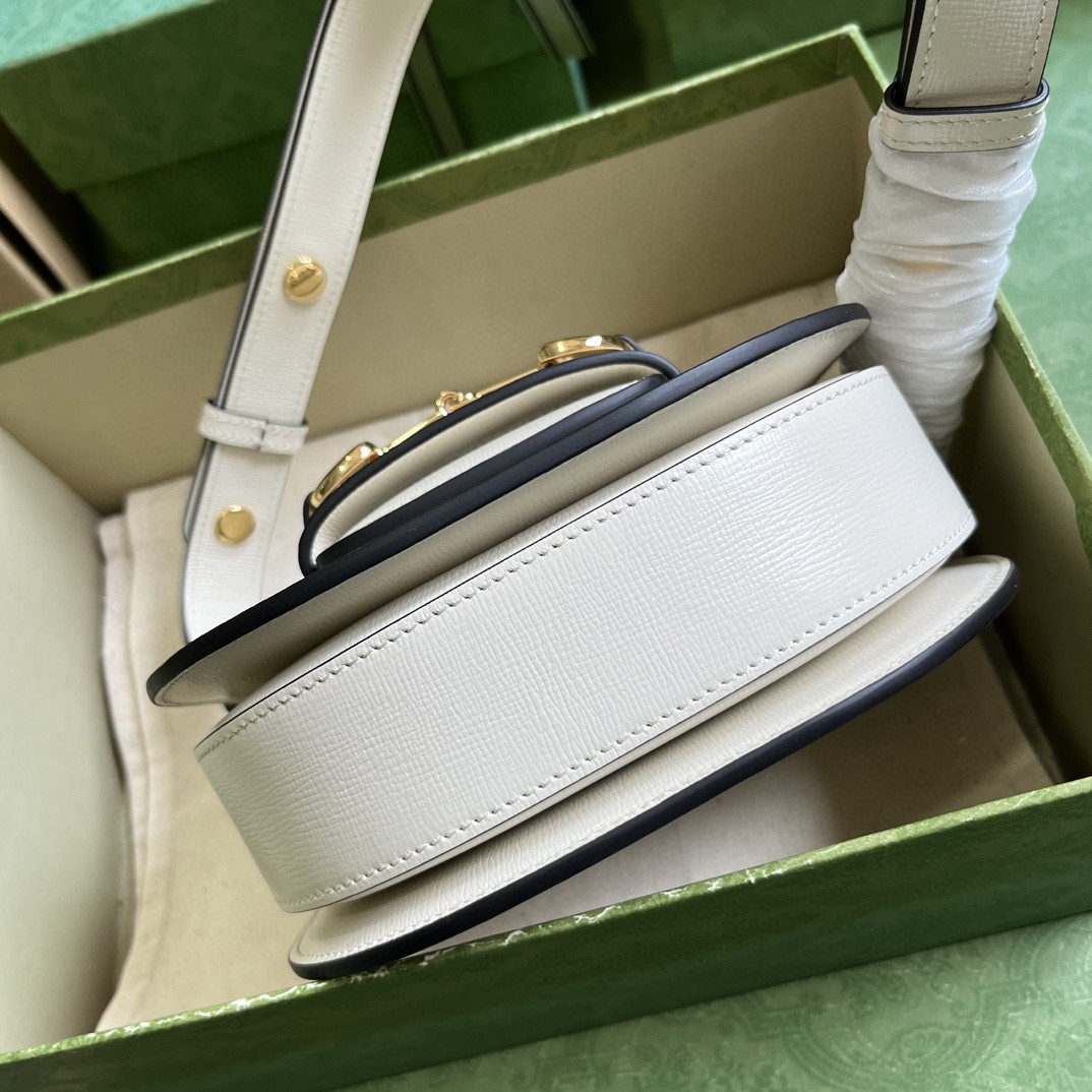 Bagsaaa Gvc*1 Horsebit 1955 Mini Rounded Bag White - 18*17*6.5cm