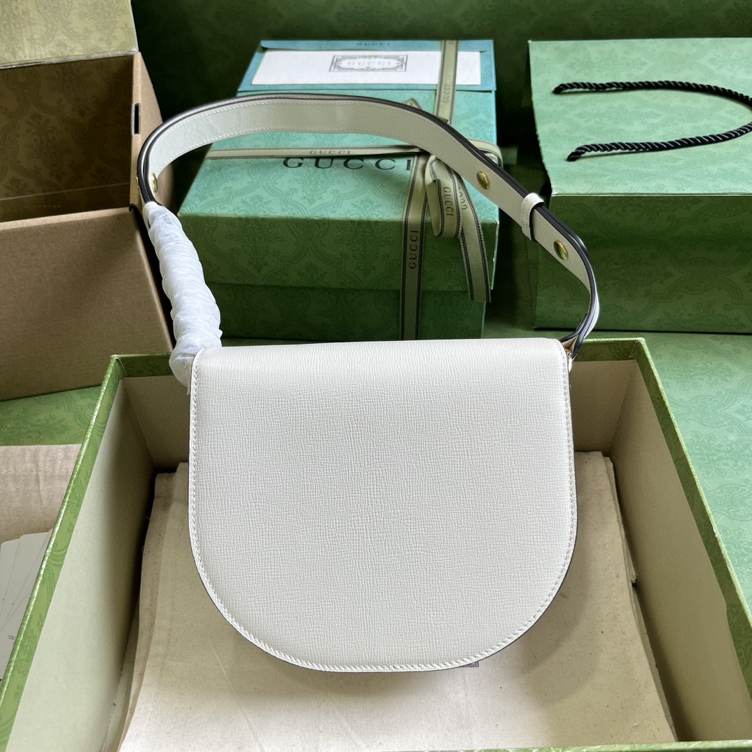 Bagsaaa Gvc*1 Horsebit 1955 Mini Rounded Bag White - 18*17*6.5cm