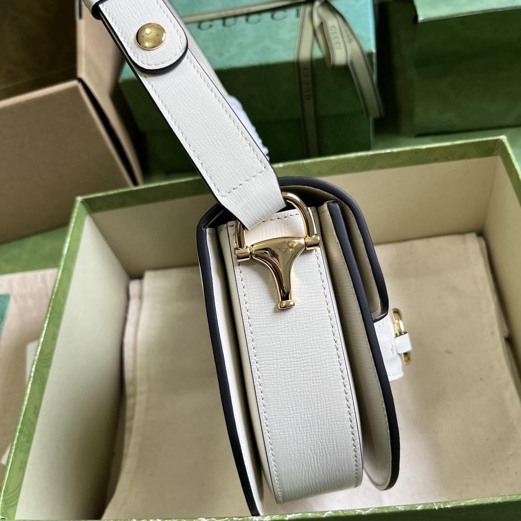 Bagsaaa Gvc*1 Horsebit 1955 Mini Rounded Bag White - 18*17*6.5cm