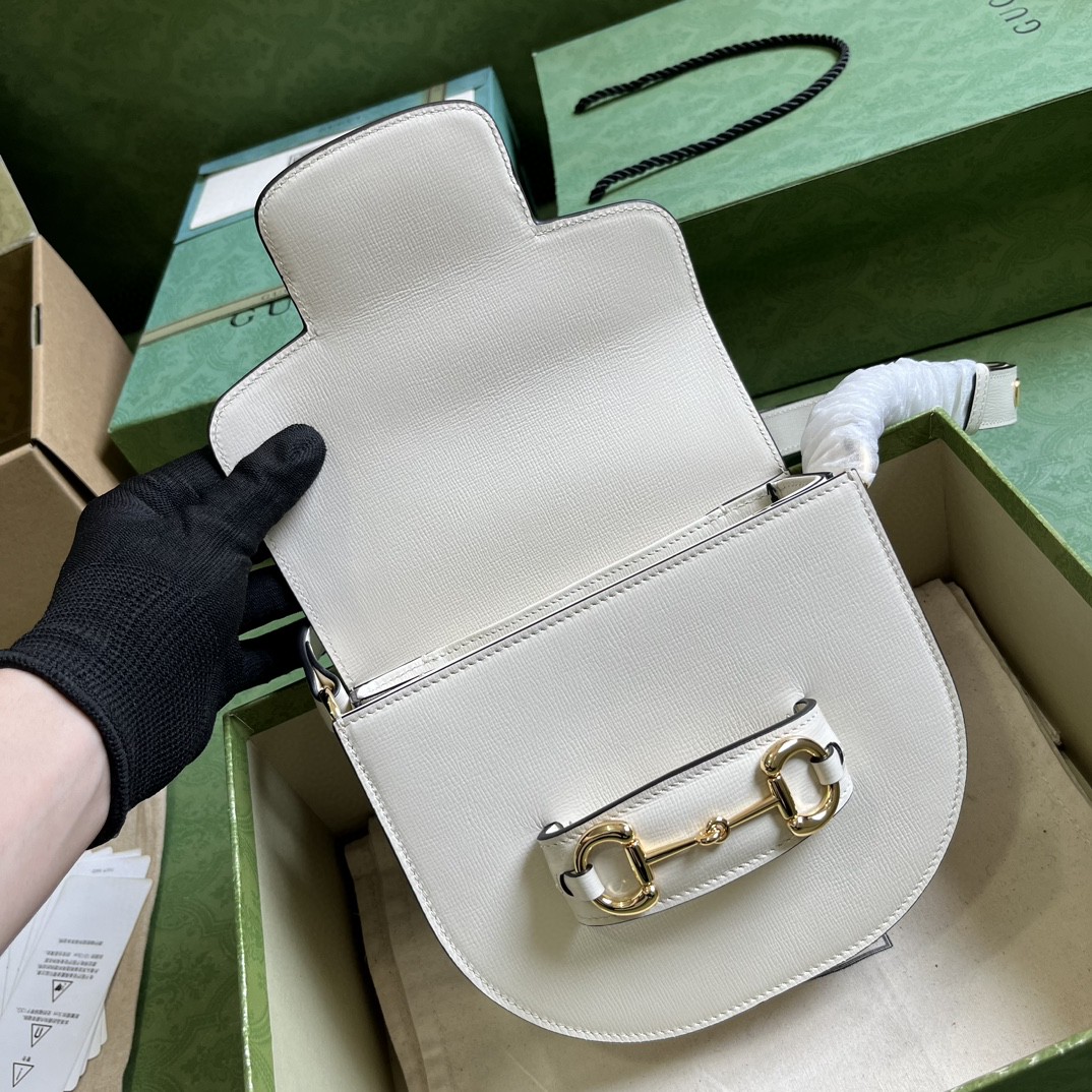 Bagsaaa Gvc*1 Horsebit 1955 Mini Rounded Bag White - 18*17*6.5cm