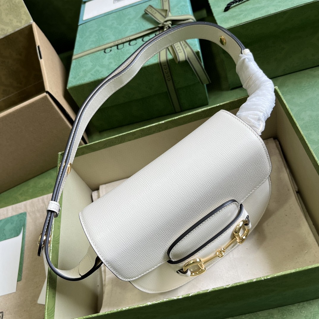 Bagsaaa Gvc*1 Horsebit 1955 Mini Rounded Bag White - 18*17*6.5cm