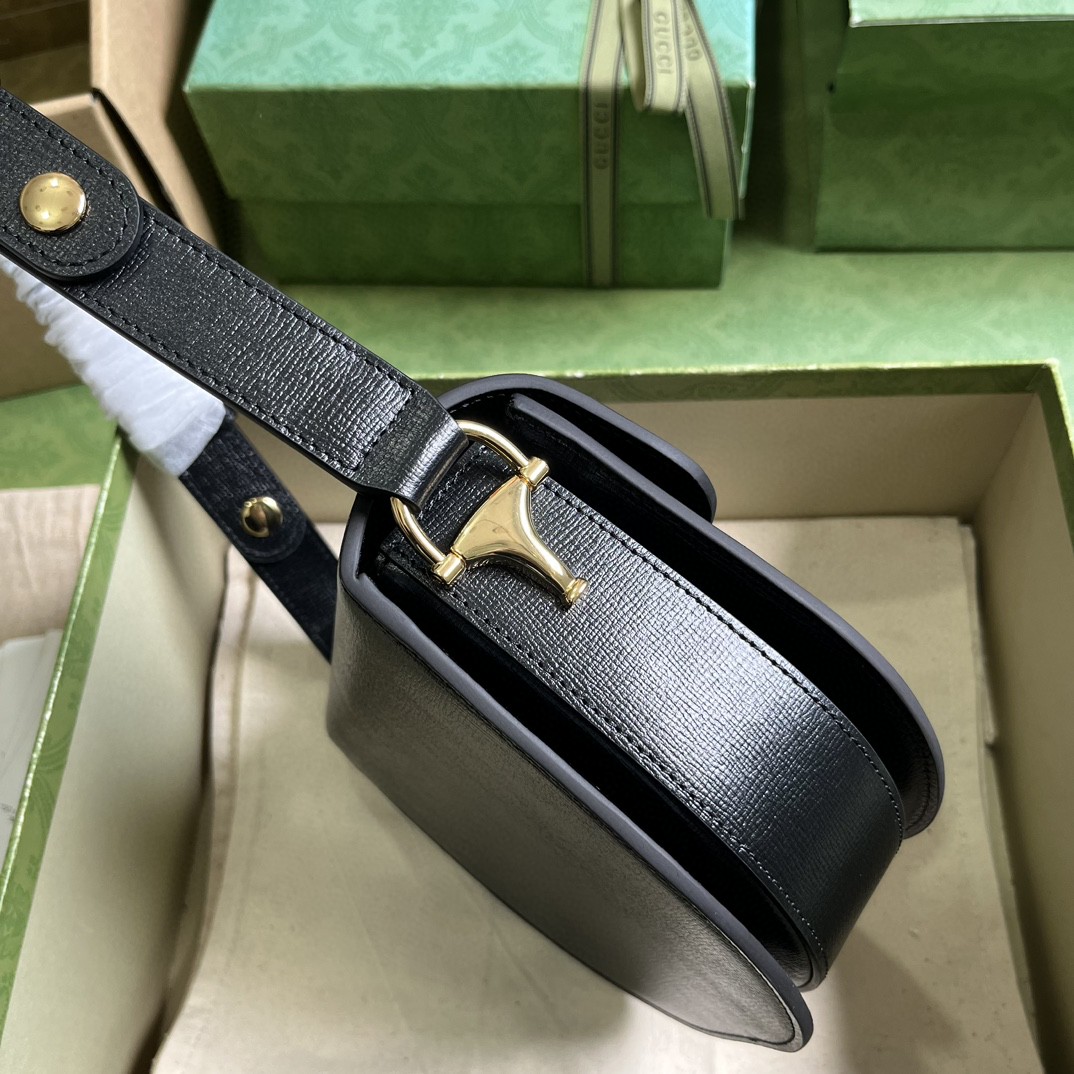 Bagsaaa Gvc*1 Horsebit 1955 Mini Rounded Bag Black - 18*17*6.5cm