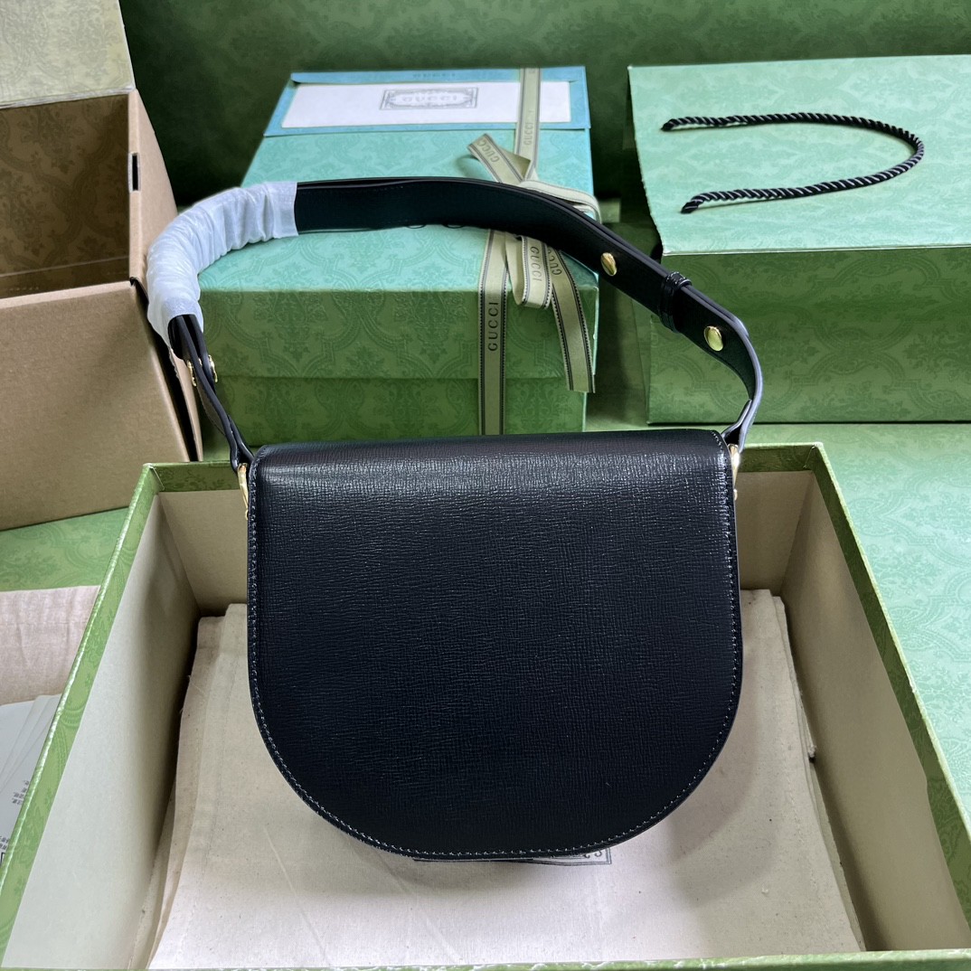 Bagsaaa Gvc*1 Horsebit 1955 Mini Rounded Bag Black - 18*17*6.5cm