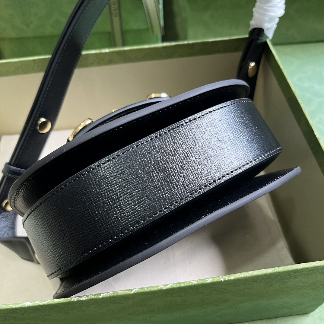 Bagsaaa Gvc*1 Horsebit 1955 Mini Rounded Bag Black - 18*17*6.5cm