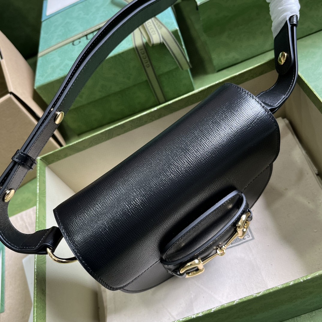 Bagsaaa Gvc*1 Horsebit 1955 Mini Rounded Bag Black - 18*17*6.5cm