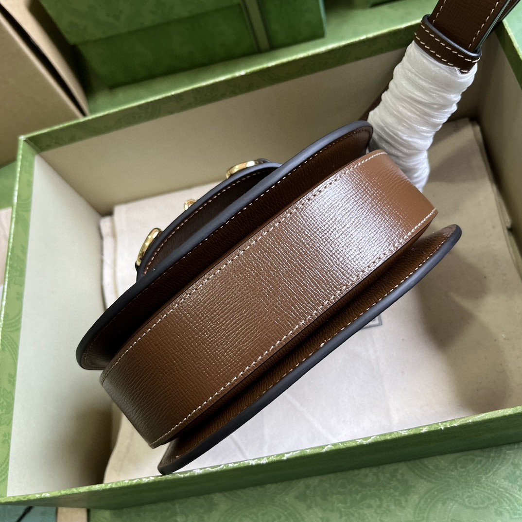 Bagsaaa Gvc*1 Horsebit 1955 Mini Rounded Bag Brown - 18*17*6.5cm