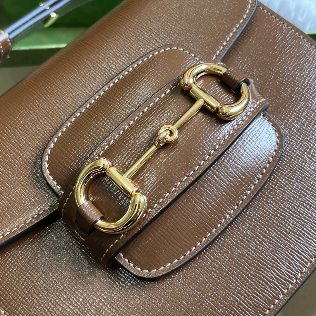 Bagsaaa Gvc*1 Horsebit 1955 Mini Rounded Bag Brown - 18*17*6.5cm