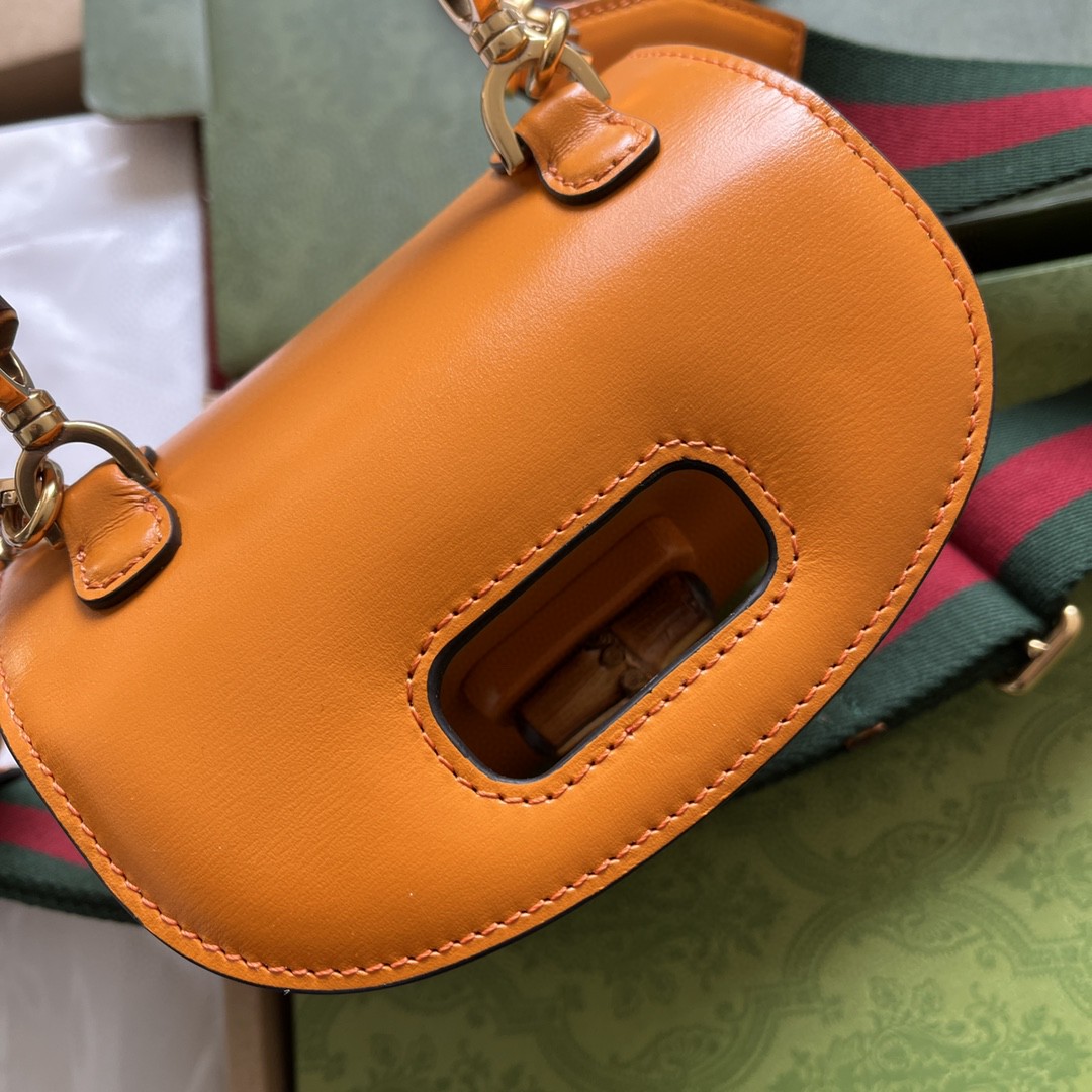Bagsaaa Bamboo 1947 Mini Top Handle Yellow Leather Bag - 17x12.5x8cm