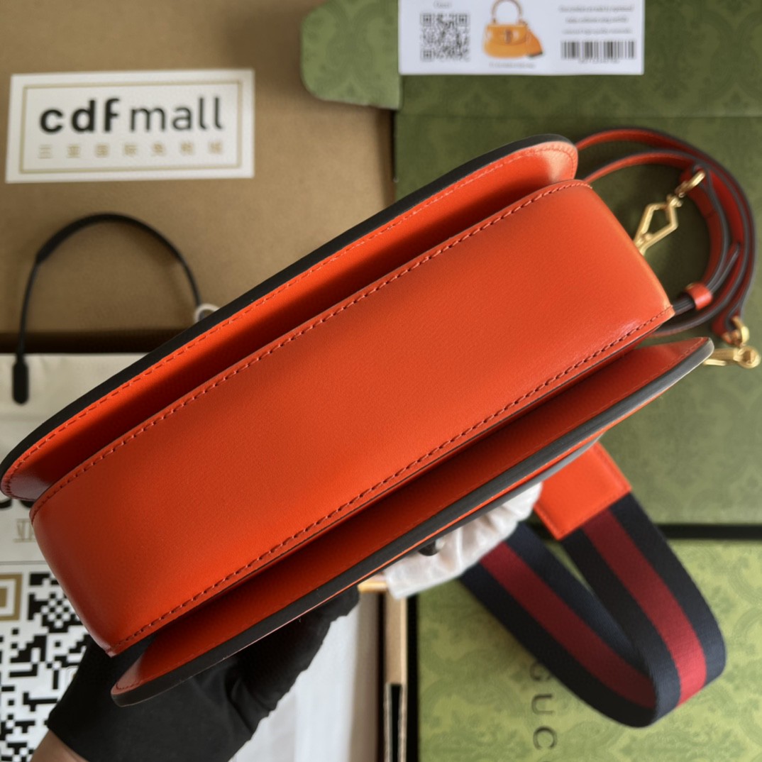 Bagsaaa Bamboo 1947 Top Handle Orange Leather Bag - 21*15*7cm