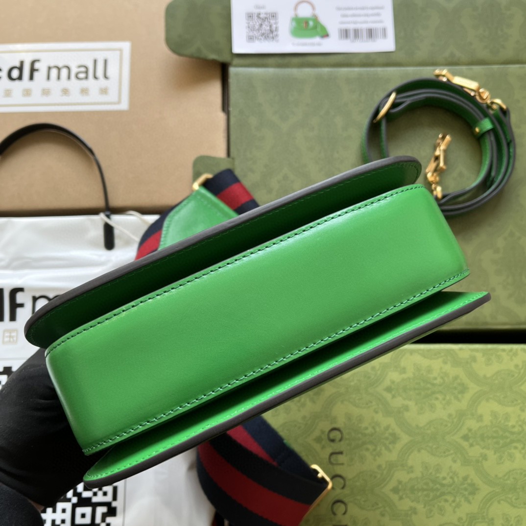 Bagsaaa Bamboo 1947 Top Handle Green Leather Bag - 21*15*7cm