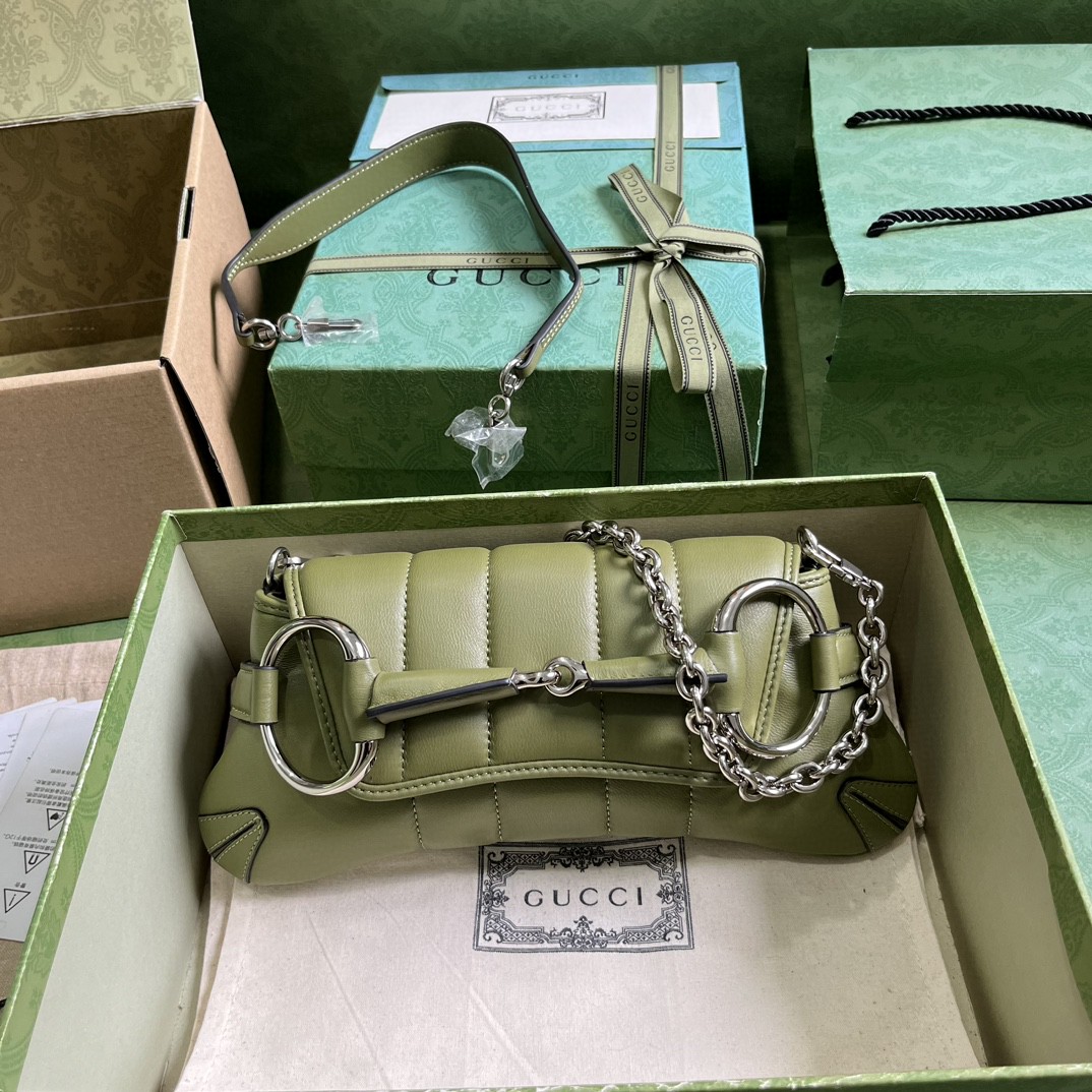Bagsaaa Gvc*1 Horsebit Chain Small Shoulder Bag green 