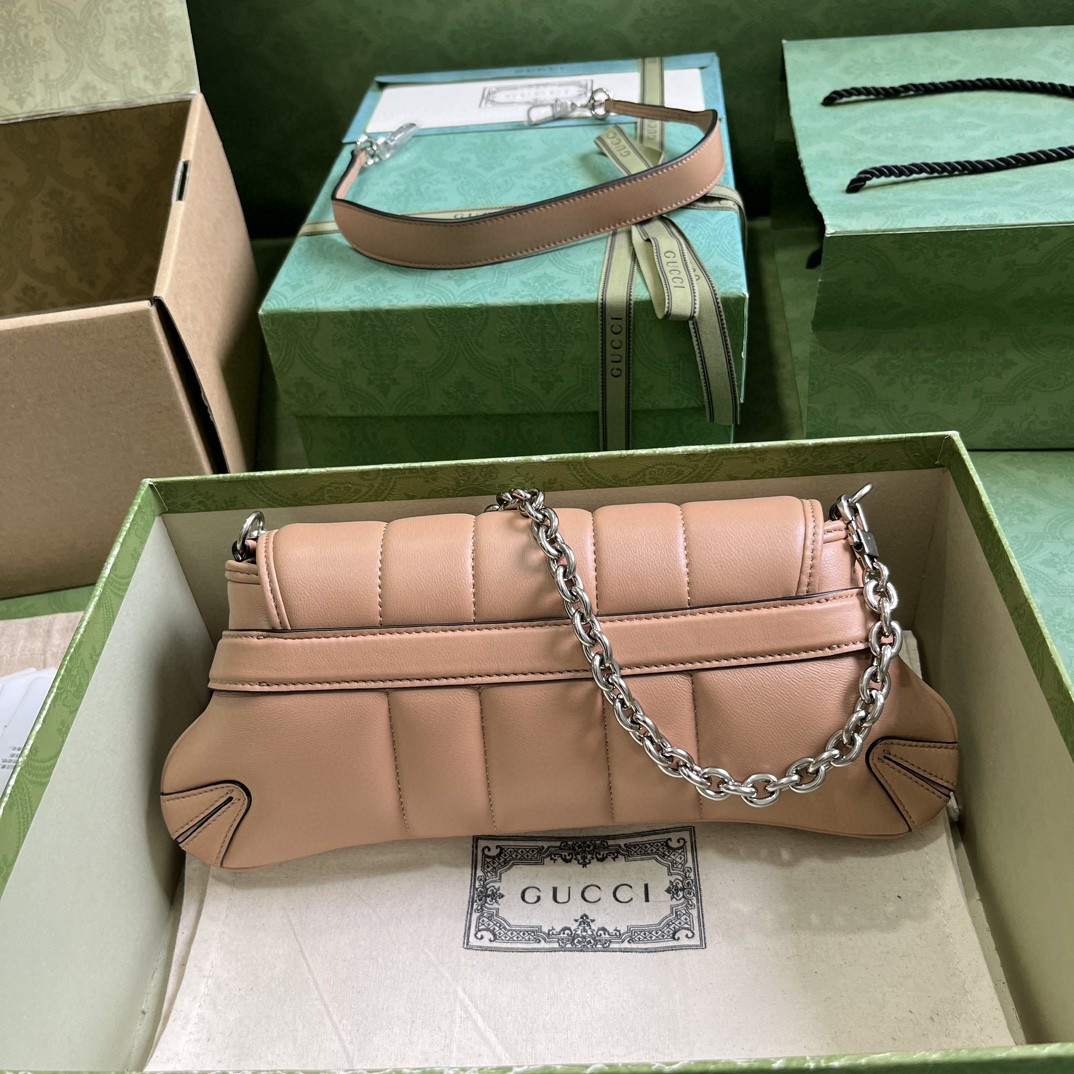 Bagsaaa Gvc*1 Horsebit Chain Small Shoulder Bag beige