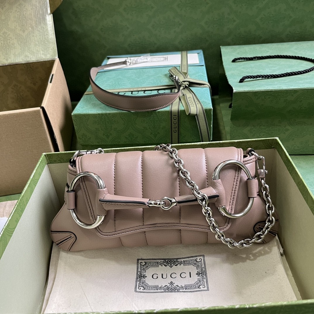 Bagsaaa Gvc*1 Horsebit Chain Small Shoulder Bag taupe