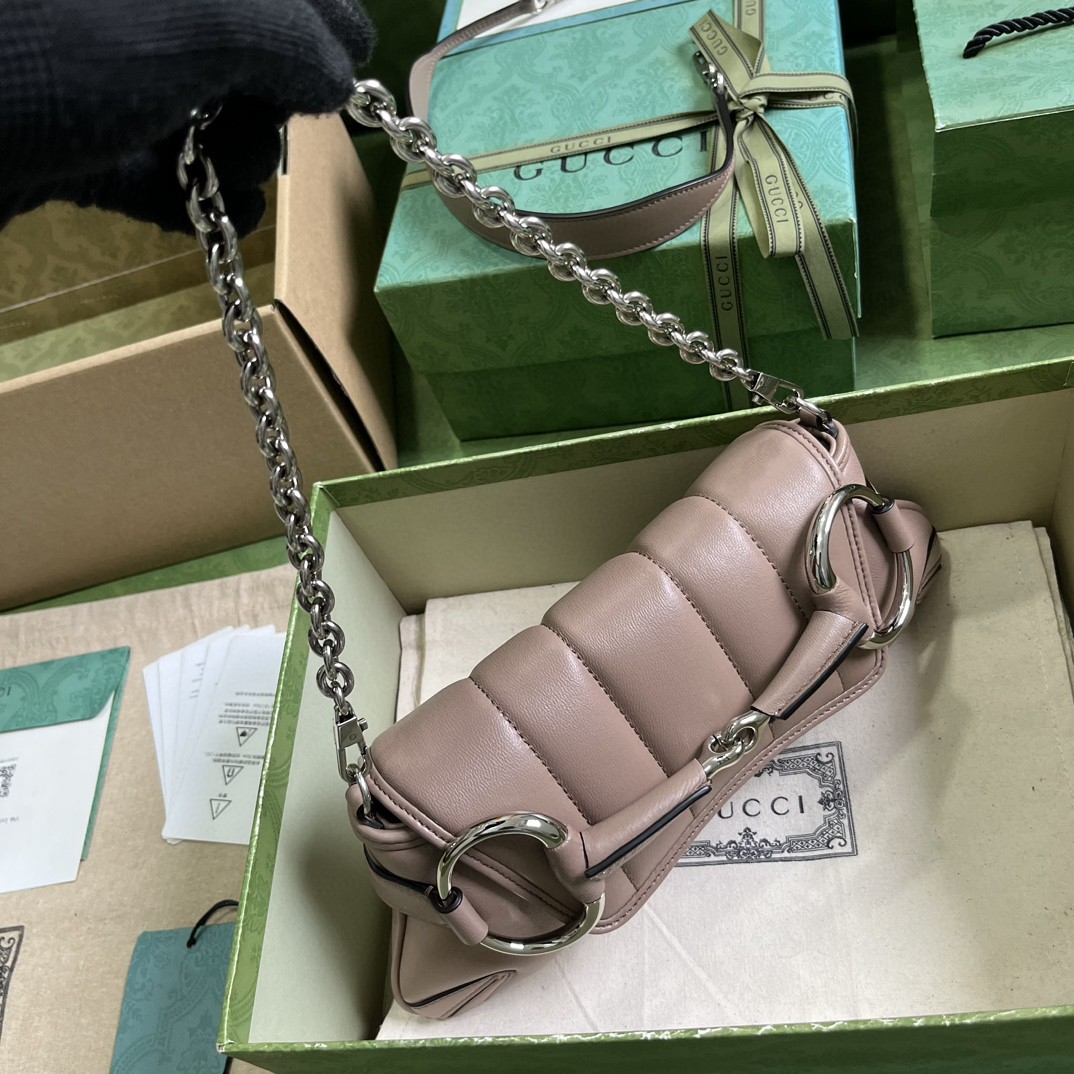 Bagsaaa Gvc*1 Horsebit Chain Small Shoulder Bag taupe