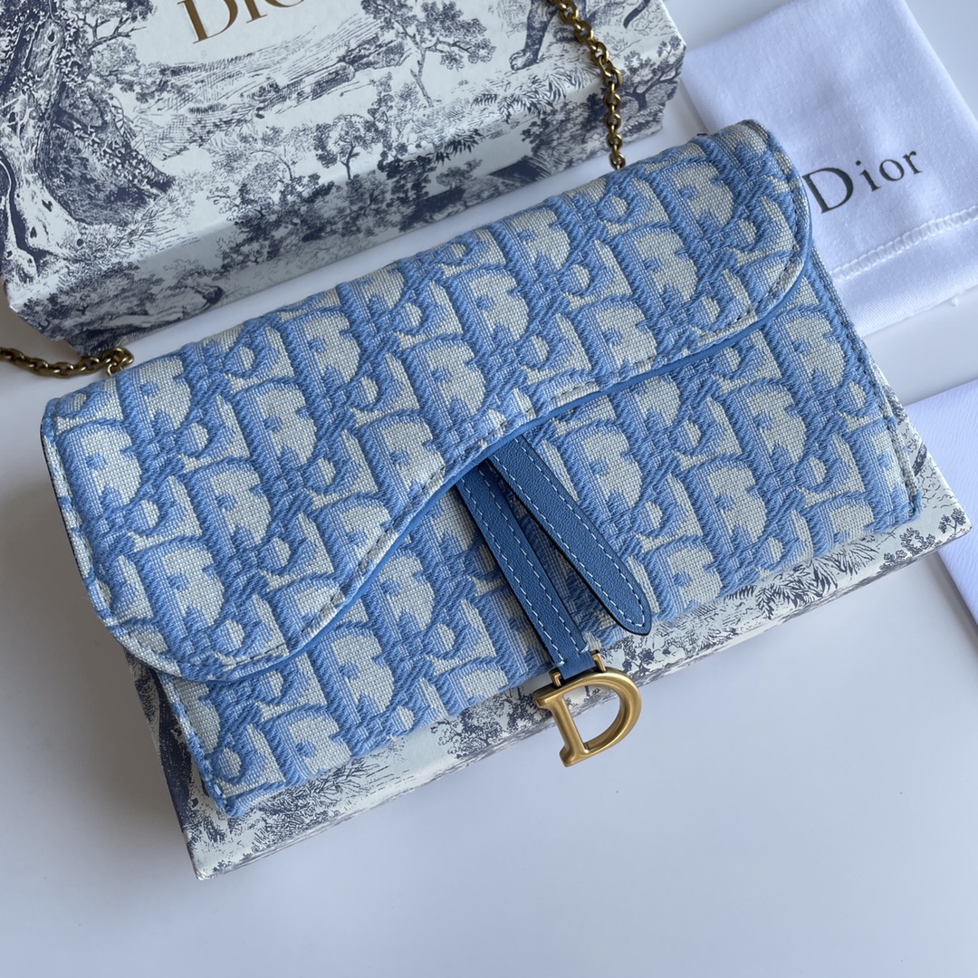 Bagsaaa D10r Saddle Oblique Blue Chain Wallet - 19*11*2.5