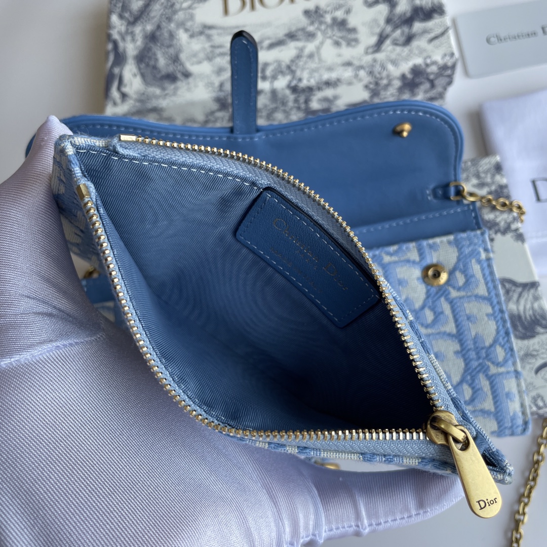 Bagsaaa D10r Saddle Oblique Blue Chain Wallet - 19*11*2.5