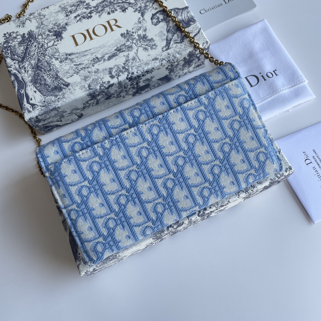 Bagsaaa D10r Saddle Oblique Blue Chain Wallet - 19*11*2.5