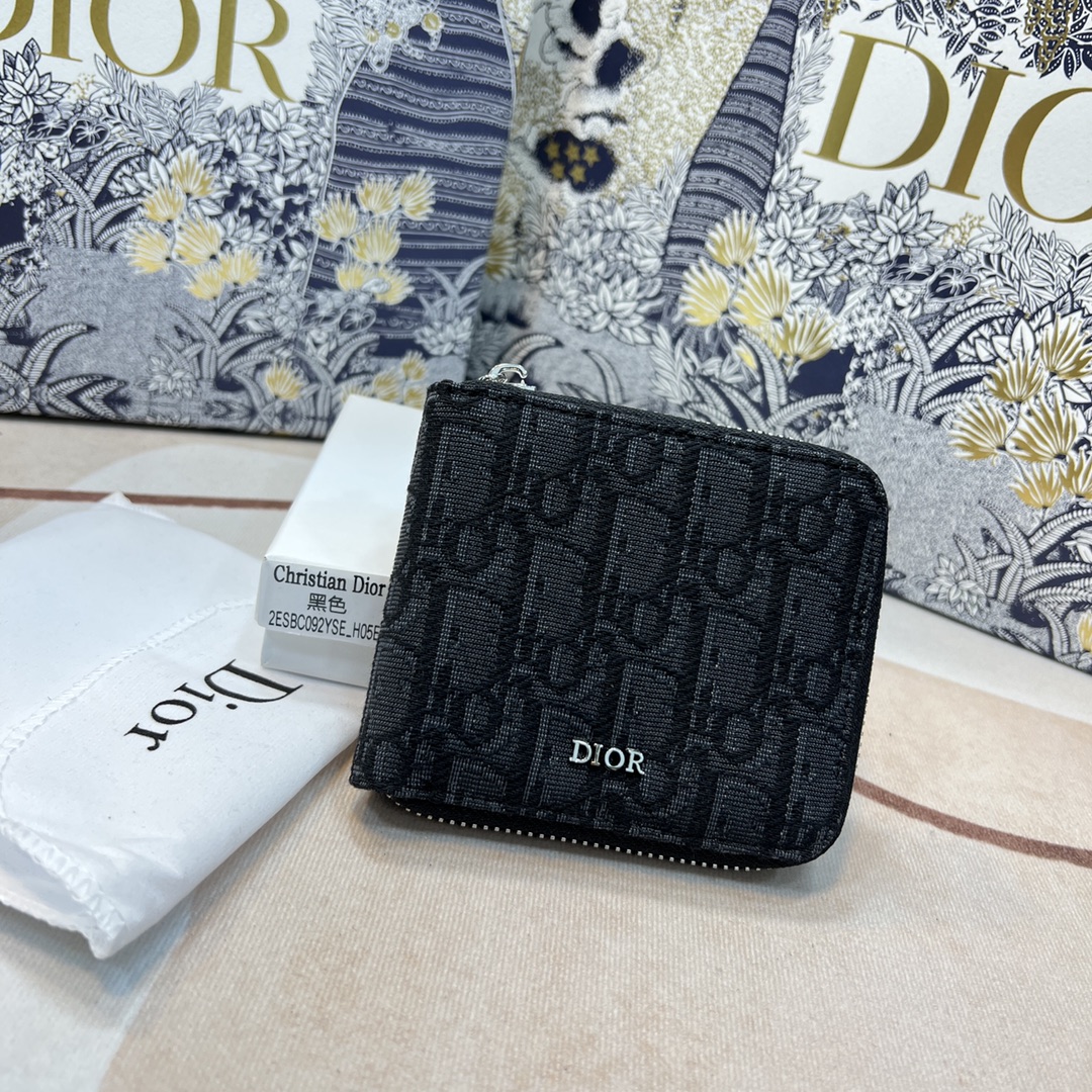 Bagsaaa D10r Oblique Black Leather Wallet - 11 x 9cm