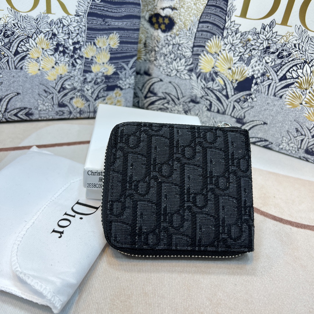 Bagsaaa D10r Oblique Black Leather Wallet - 11 x 9cm