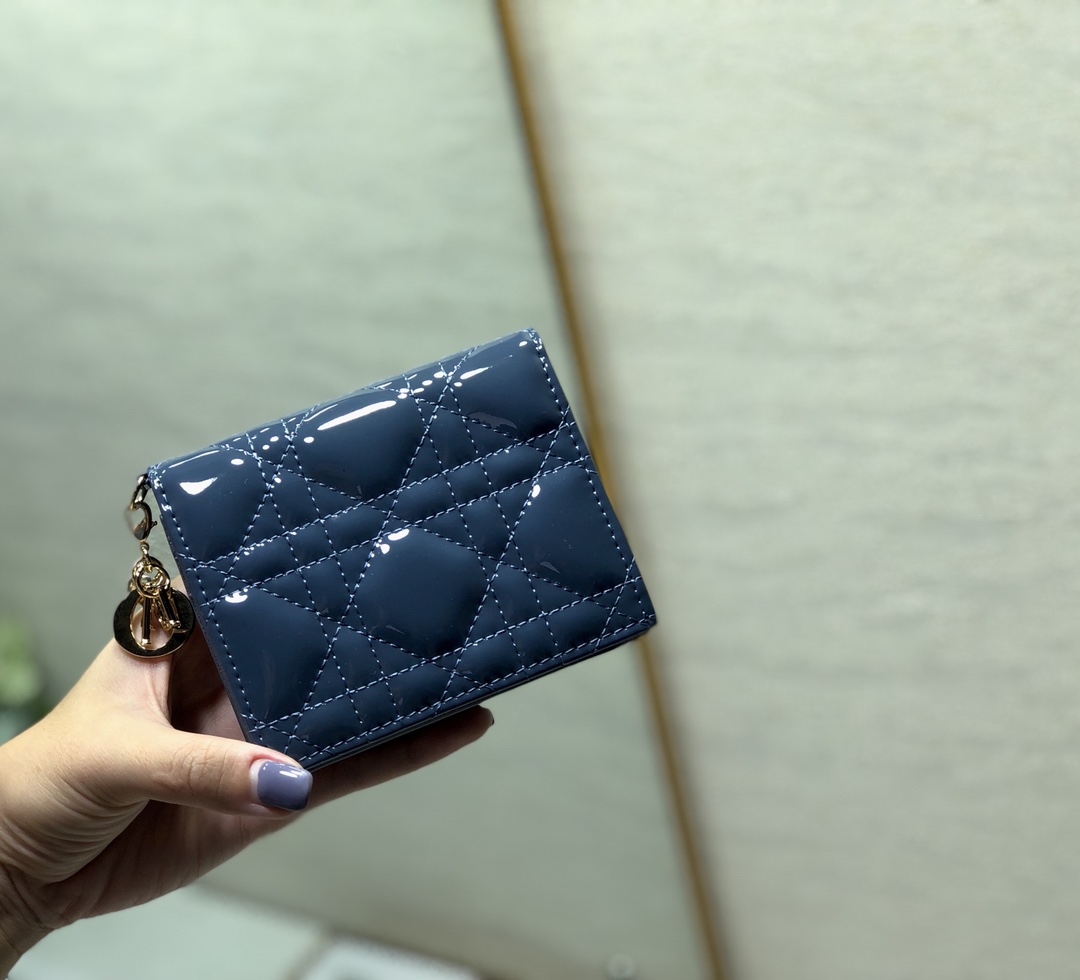 Bagsaaa D10r Coin Purse Patent Leather Blue - 11x9cm