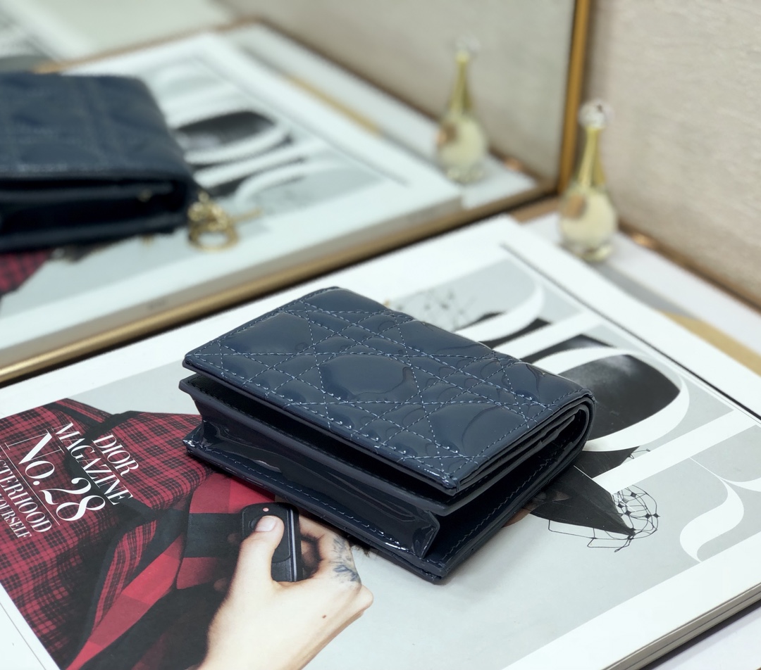 Bagsaaa D10r Coin Purse Patent Leather Blue - 11x9cm