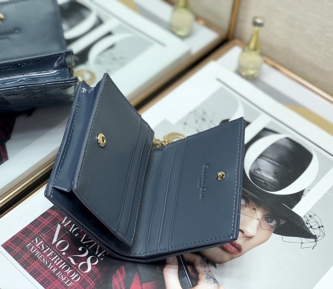 Bagsaaa D10r Coin Purse Patent Leather Blue - 11x9cm