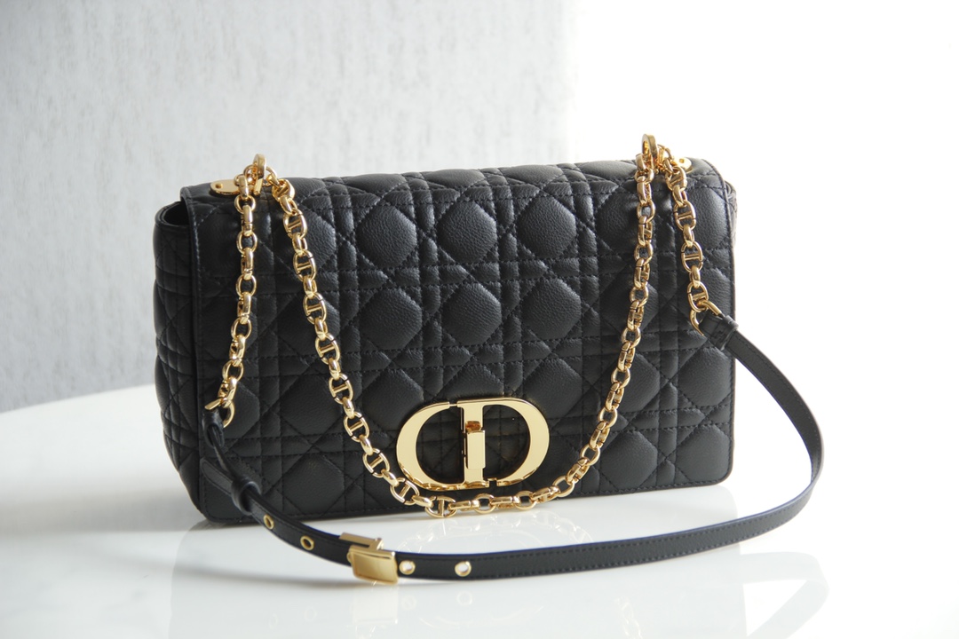 Bagsaaa D10r Meidum Caro Black S*pple Cannage Calfskin - 28x17x9cm
