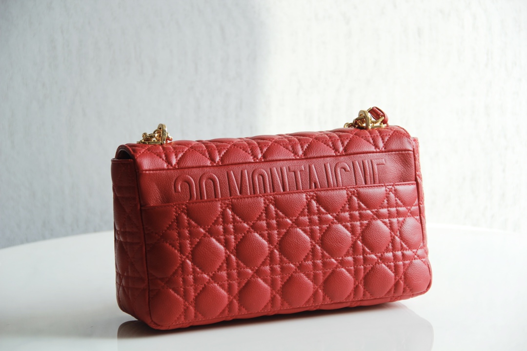 Bagsaaa D10r Meidum Caro Red S*pple Cannage Calfskin - 28x17x9cm