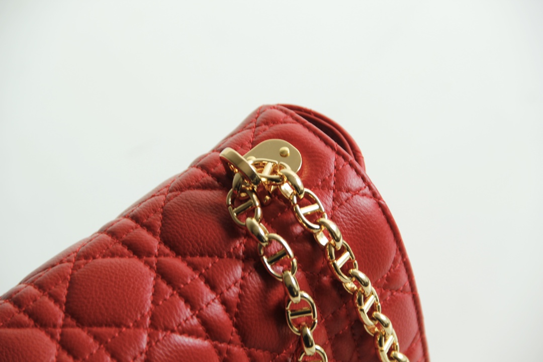 Bagsaaa D10r Meidum Caro Red S*pple Cannage Calfskin - 28x17x9cm