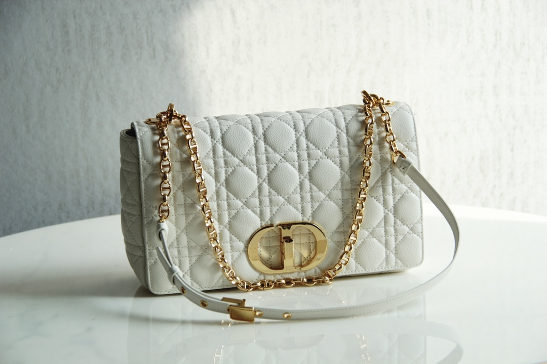 Bagsaaa D10r Meidum Caro White S*pple Cannage Calfskin - 28x17x9cm