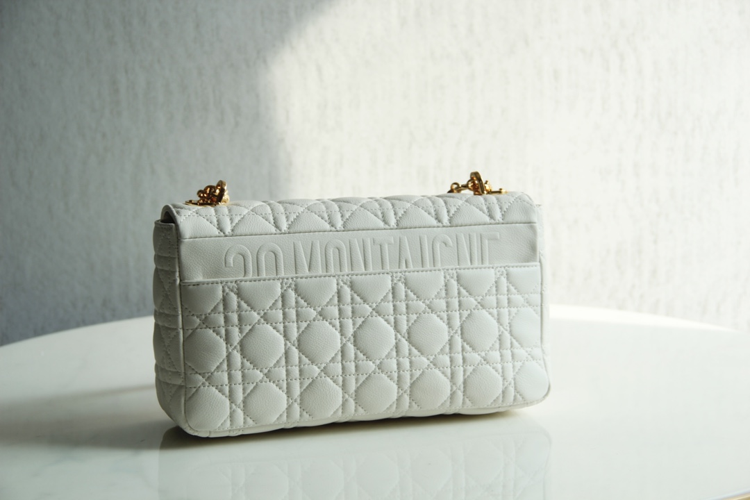Bagsaaa D10r Meidum Caro White S*pple Cannage Calfskin - 28x17x9cm