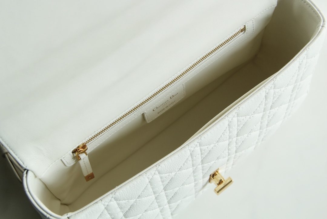 Bagsaaa D10r Meidum Caro White S*pple Cannage Calfskin - 28x17x9cm