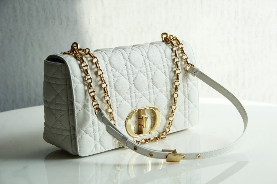 Bagsaaa D10r Meidum Caro White S*pple Cannage Calfskin - 28x17x9cm