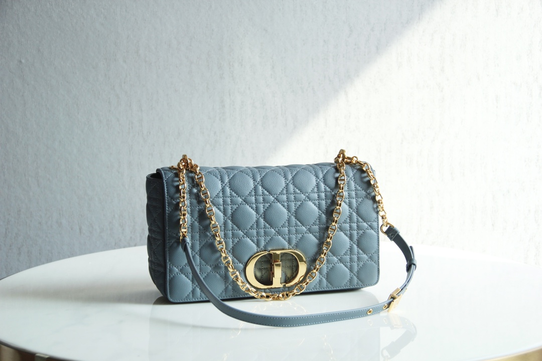 Bagsaaa D10r Meidum Caro Blue S*pple Cannage Calfskin - 28x17x9cm