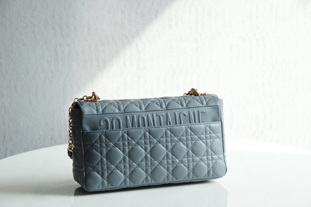 Bagsaaa D10r Meidum Caro Blue S*pple Cannage Calfskin - 28x17x9cm