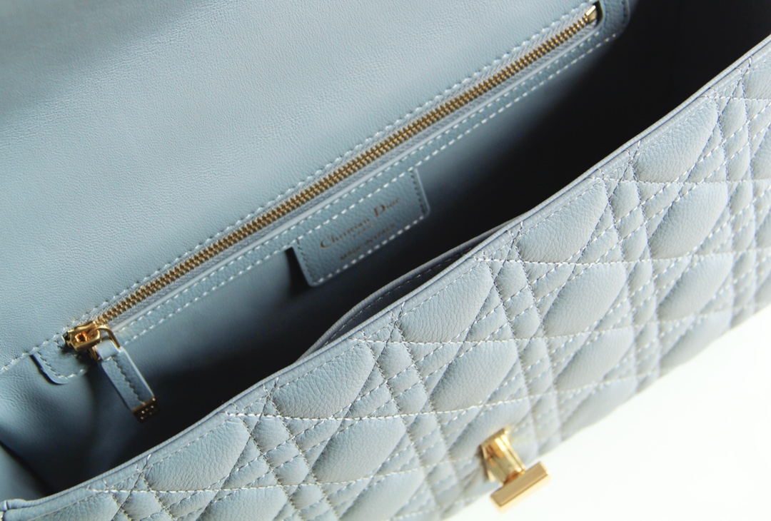 Bagsaaa D10r Meidum Caro Blue S*pple Cannage Calfskin - 28x17x9cm