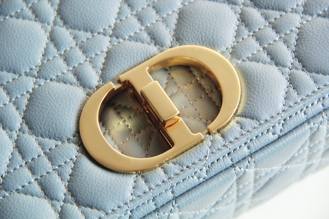 Bagsaaa D10r Meidum Caro Blue S*pple Cannage Calfskin - 28x17x9cm