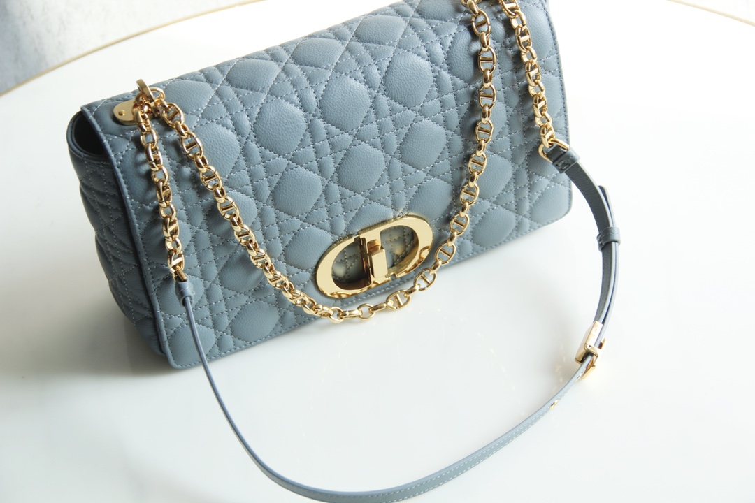 Bagsaaa D10r Meidum Caro Blue S*pple Cannage Calfskin - 28x17x9cm