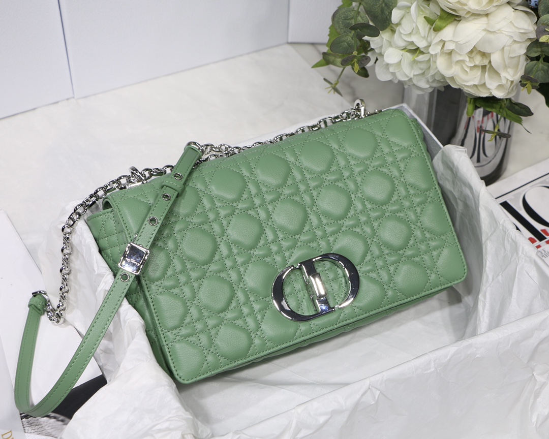 Bagsaaa D10r Meidum Caro Green S*pple Cannage Calfskin - 28x17x9cm