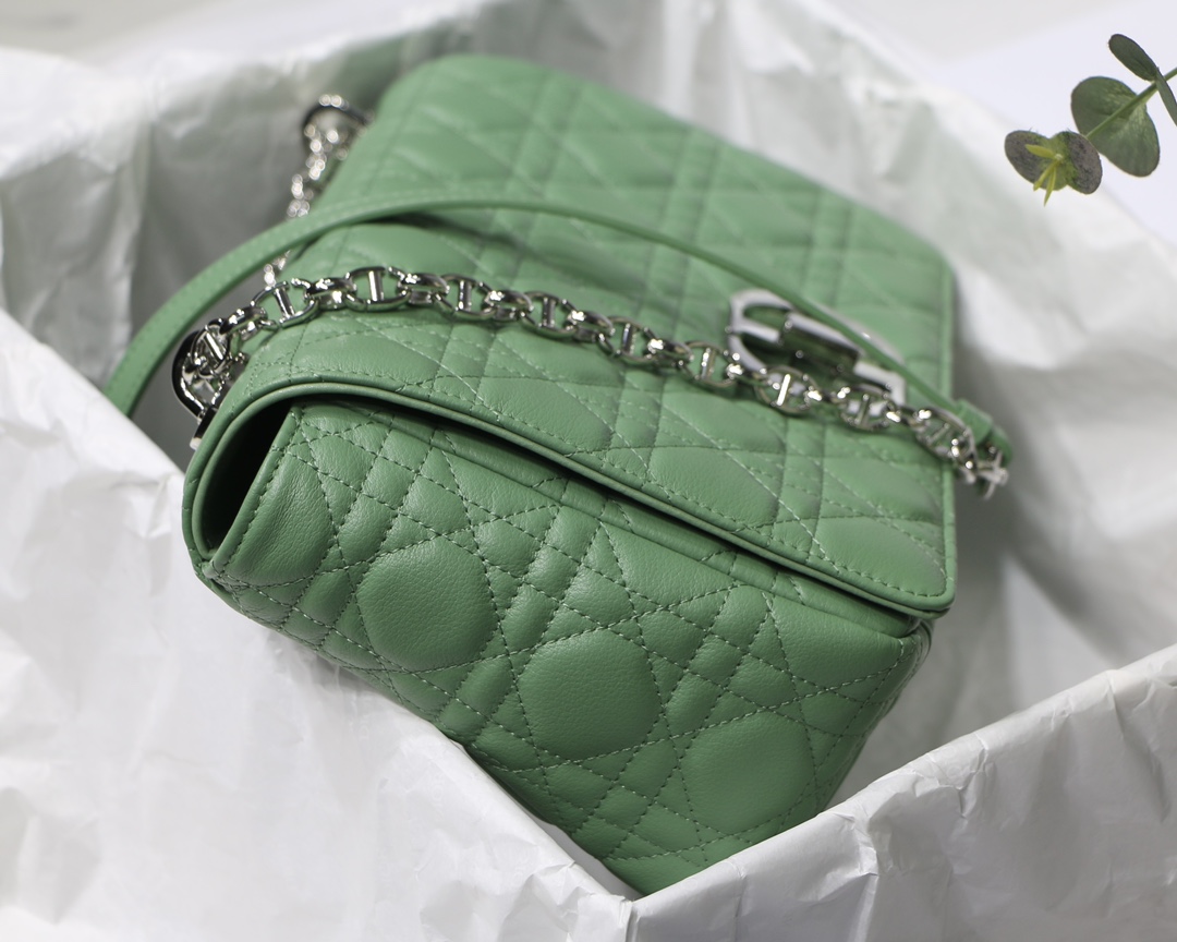 Bagsaaa D10r Meidum Caro Green S*pple Cannage Calfskin - 28x17x9cm
