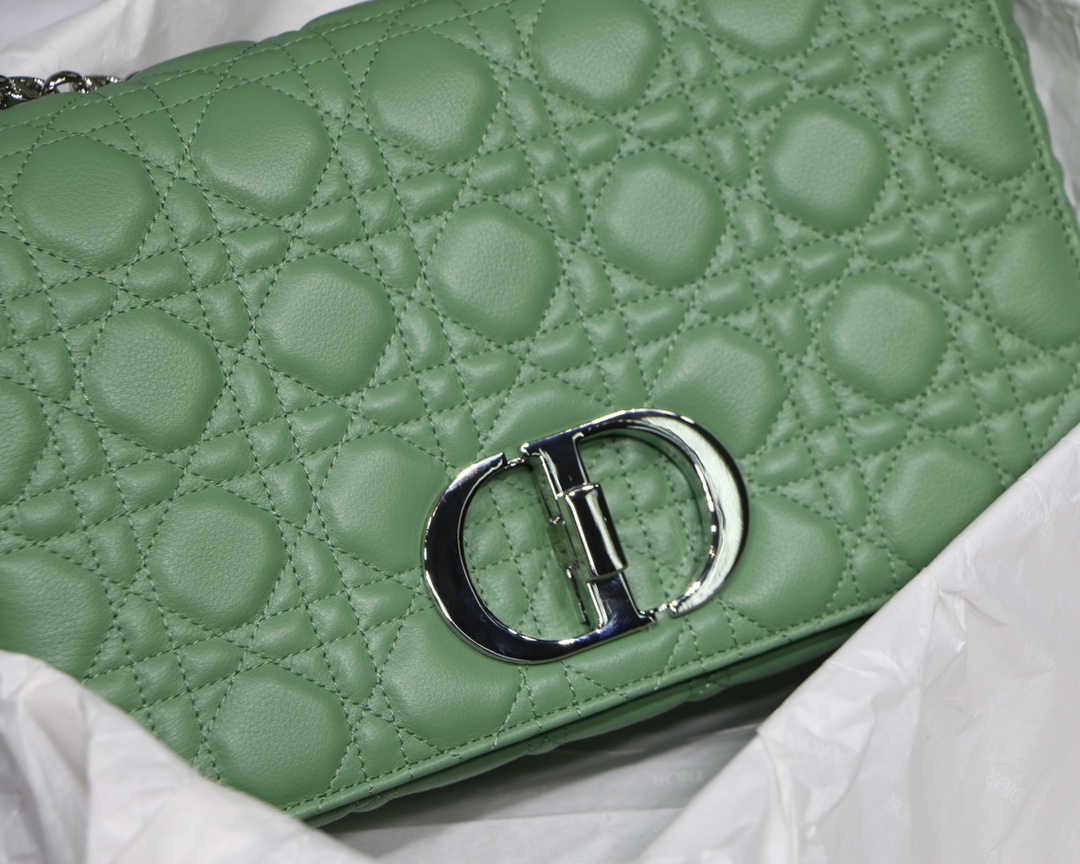 Bagsaaa D10r Meidum Caro Green S*pple Cannage Calfskin - 28x17x9cm