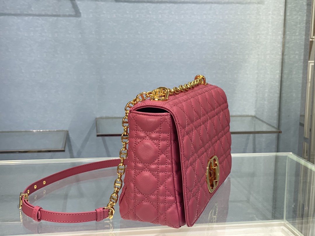 Bagsaaa D10r Meidum Caro Pink S*pple Cannage Calfskin - 28x17x9cm