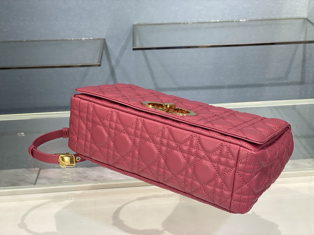 Bagsaaa D10r Meidum Caro Pink S*pple Cannage Calfskin - 28x17x9cm