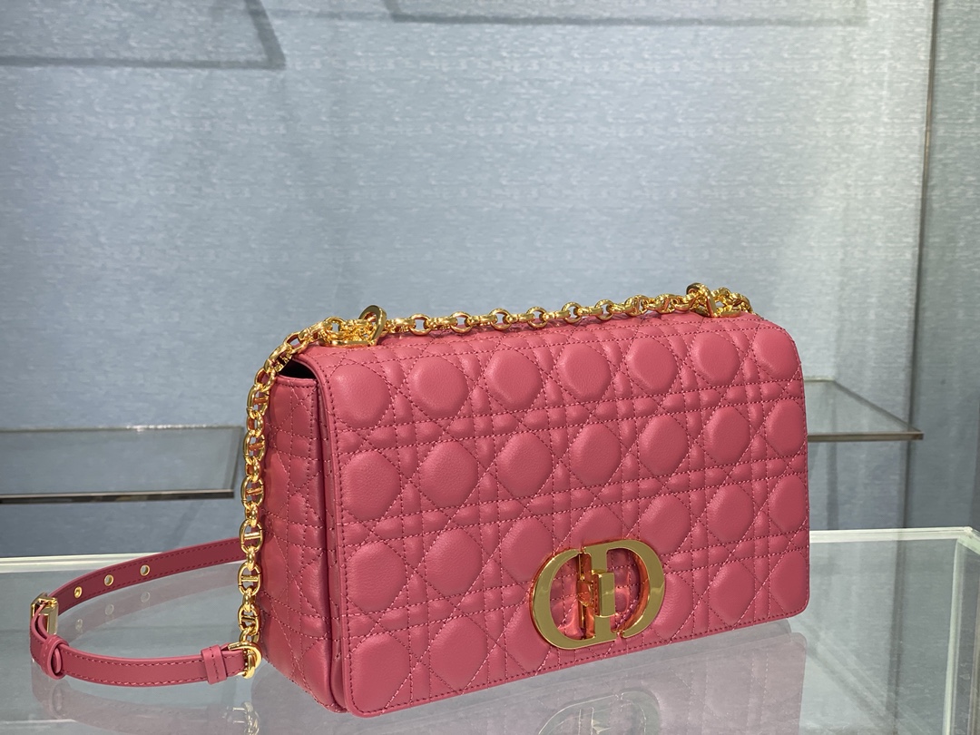 Bagsaaa D10r Meidum Caro Pink S*pple Cannage Calfskin - 28x17x9cm