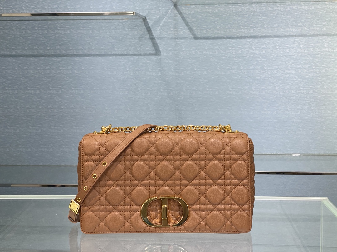 Bagsaaa D10r Meidum Caro Brown S*pple Cannage Calfskin - 28x17x9cm