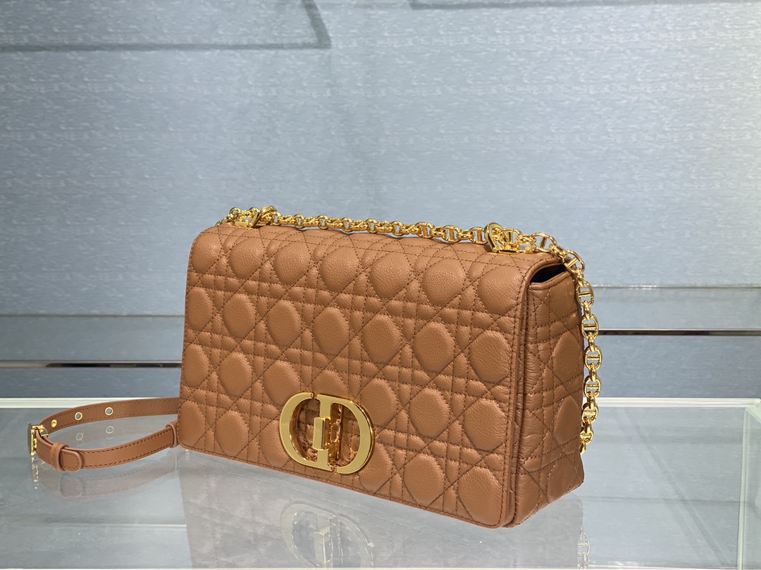 Bagsaaa D10r Meidum Caro Brown S*pple Cannage Calfskin - 28x17x9cm