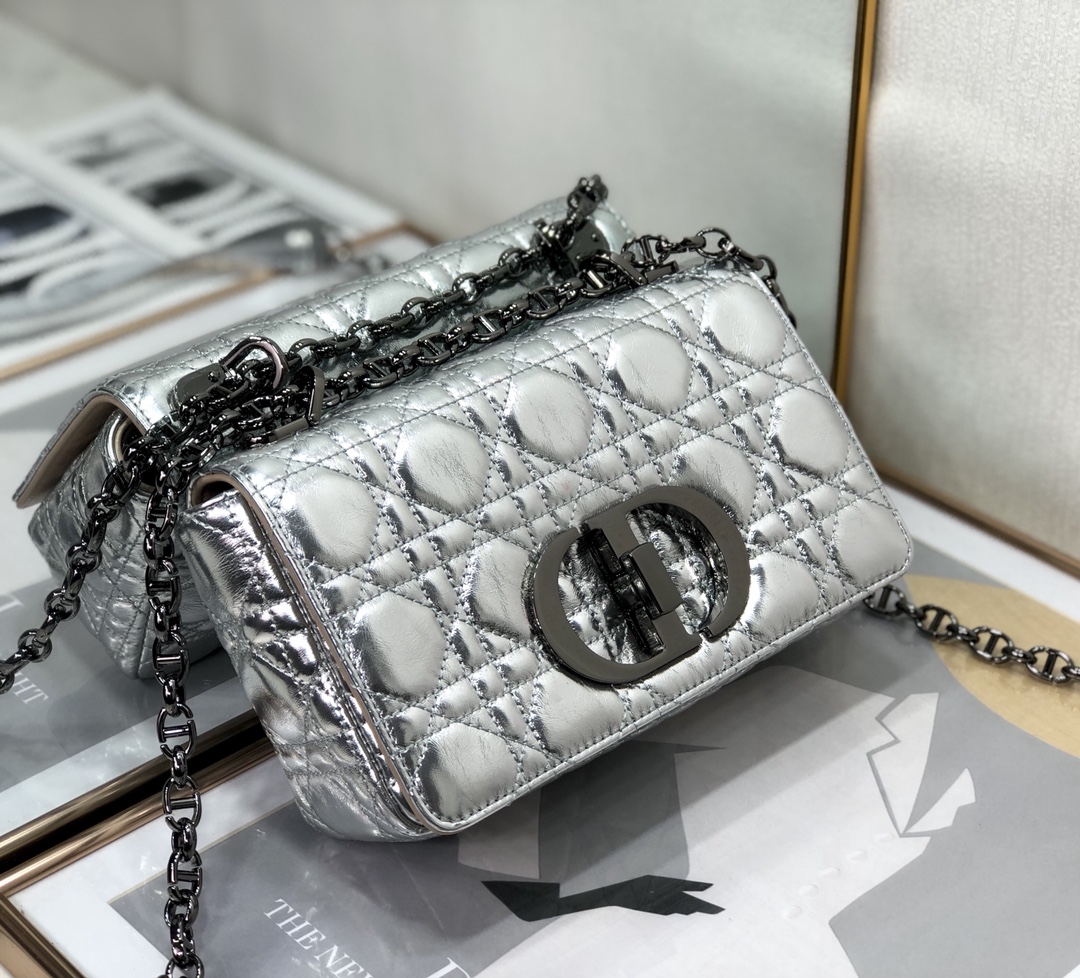 Bagsaaa D10r Small Caro Silver Cannage - 20 x 12 x 7 cm