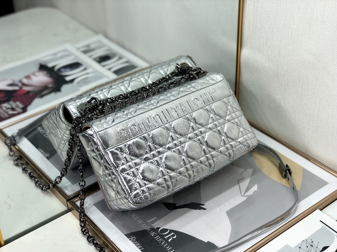 Bagsaaa D10r Medium Caro Silver Cannage - 25.5 x 15.5 x 8 cm